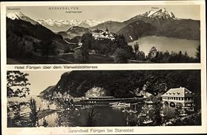 Ansichtskarte / Postkarte Stansstad Kanton Nidwalden, Strandbad Fürigen, Berneralpen, Vierwaldstä...