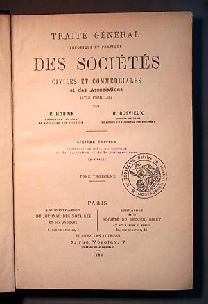 Traité général des sociétés et associations, III