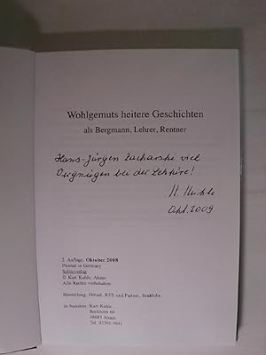 Bild des Verkufers fr Wohlgemuts heitere Geschichten als Bergmann, Lehrer, Rentner. zum Verkauf von Buchmerlin