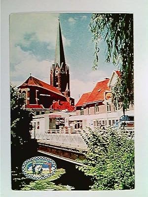 Buxtehude, Kirche, Möbelhändler, Shell Tankstelle, AK, ungelaufen, ca. 1970