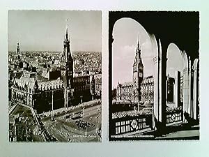 Hamburg, Rathaus, Rathaus und Alsterarkaden, 2 AK, ungelaufen, ca. 1965, Konvolut