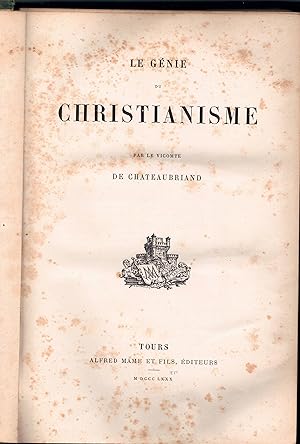 Bild des Verkufers fr Le gnie du Christianisme. zum Verkauf von Wissenschaftliches Antiquariat Kln Dr. Sebastian Peters UG