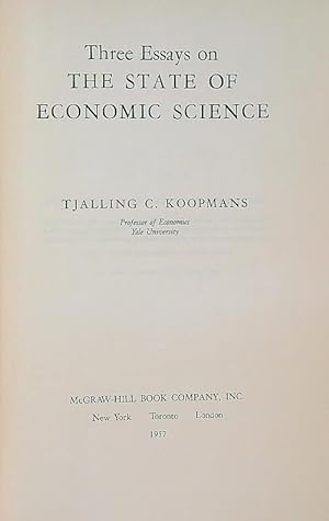 Image du vendeur pour Three Essays on the State of Economic Science mis en vente par Miliardi di Parole