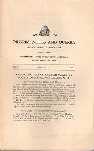 Seller image for Pilgrim Notes and Queries March 1917, Vol. V No. 3 for sale by Kenneth Mallory Bookseller ABAA