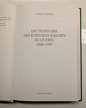 Dictionnaire des écrivains émigrés au Québec, 1800-1999