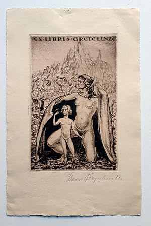 Exlibris, Ex libris - Künstler: Hans Bayerlein - Eigner: Grete Lenze - um 1925 - orig. Radierung,...