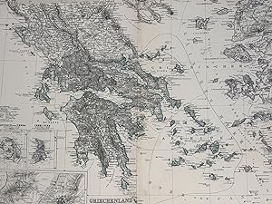 Greece Crete Ionian Islands Corfu Santorini Athens 1879 Petermann detailed map