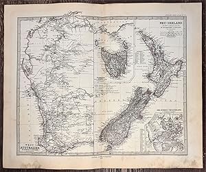 West Australia New Zealand Auckland Tasmania 1880 Petermann detailed map