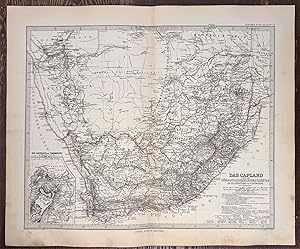 Southern Africa Cape Colony Congo Madagascar 1880 Petermann detailed map