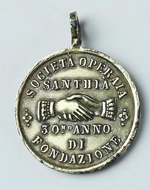 SOCIETA' OPERAIA SANTHIA' - 30mo ANNO DI FONDAZIONE (1882): medaglia ricordo: