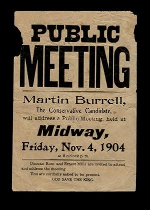 [Kootenay-Boundary] 1904 Handbill Announcing a Public Meeting in Midway, B.C.