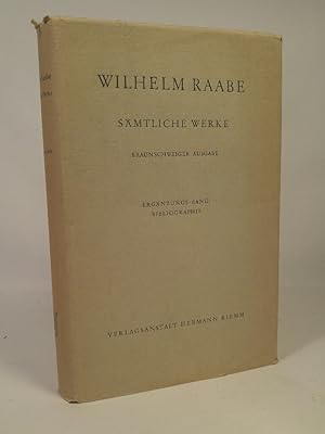 Bild des Verkufers fr Wilhelm Raabe, Smtliche Werke Ergnzungs - Band 1 Bibliographie. Braunschweiger Ausgabe zum Verkauf von ANTIQUARIAT Franke BRUDDENBOOKS