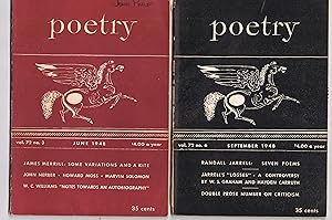 Imagen del vendedor de Poetry (Journal), 1948 - 5 issues: Vol. 72, No. 3, June; Vol. 72, No.6, Sept.; Vol. 73, No. 1, Oct.; Vol. 73, No. 2, Nov.; Vol. 73, No. 3, Dec. a la venta por Heath Hill Books Etc.