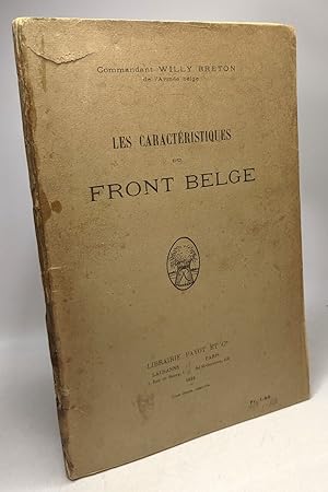 Imagen del vendedor de Les caractristiques du front belge a la venta por crealivres