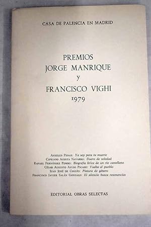Imagen del vendedor de Premios Jorge Manrique y Francisco Vighi 1979 a la venta por Alcaná Libros