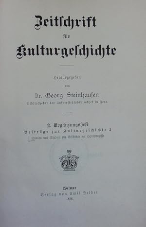 Bild des Verkufers fr Zeitschrift fr Kulturgeschichte. 2. Ergnzungsheft (= Beitrge zur Kulturgeschichte 2. Quellen und Studien zur Geschichte der Hexenprozesse). zum Verkauf von Antiquariat Bookfarm