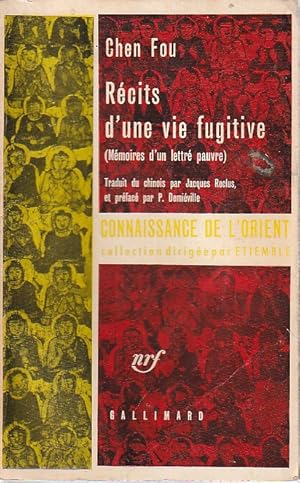 Imagen del vendedor de Rcits d'une vie fugitive (mmoires d'un lettr pauvre), a la venta por L'Odeur du Book