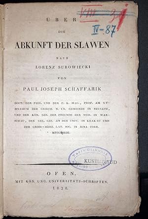 Über die Abkunft der Slawen nach Lorenz Surowiecki.