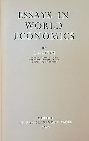 Seller image for Essays in World Economics for sale by Miliardi di Parole