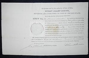 Justice of the Peace Commission for Abiram Johnson signed by Gov. Ethan Allen Brown of Ohio 1819