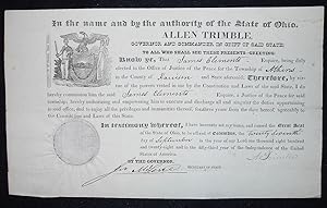 Justice of the Peace Commission for James Clements signed by Gov. Allen Trimble of Ohio 1828