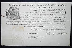 Immagine del venditore per Justice of the Peace Commission for John Bethel signed by Gov. Duncan McArthur of Ohio 1832 venduto da Classic Books and Ephemera, IOBA