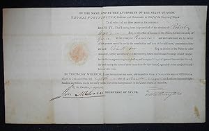 Justice of the Peace Commission for Robert Orr signed by Gov. Thomas Worthington of Ohio 1815