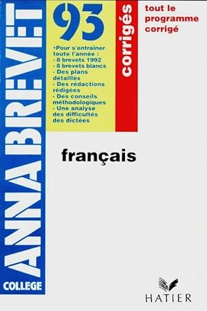 Imagen del vendedor de Annabrevet fran?ais corrig?s 93 - Collectif a la venta por Book Hmisphres