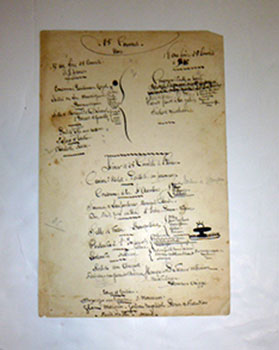 Original manuscript (handschriftliche) menu for the Insel-Hotel, Konstanz 1907.