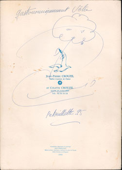 Bild des Verkufers fr Menus et cartes pour Jean-Pierre Crouzil. Signed. zum Verkauf von Wittenborn Art Books