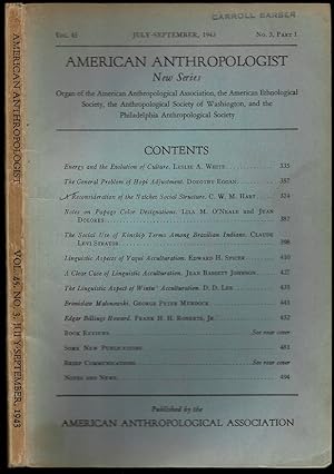 Seller image for A Reconsideration of the Natchez Social Structure in American Anthropologist Volume 45 Number 3 Part 1 for sale by The Book Collector, Inc. ABAA, ILAB