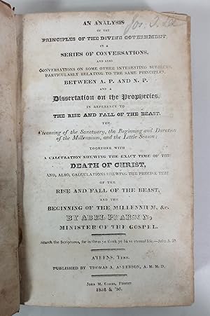 An Analysis of the Principles of the Divine Government in a Series of Conversations on Some Other...