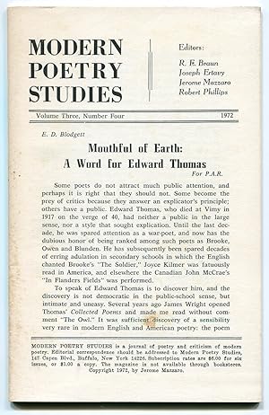 Image du vendeur pour Modern Poetry Studies - Volume Three, Number Four, 1972 mis en vente par Between the Covers-Rare Books, Inc. ABAA