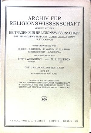 Bild des Verkufers fr Das Problem der Mondmythologie im Lichte der lokalen Spezialforschung. - in: Archiv fr Religionswissenschaft vereint mit den Beitrgen zur Religionswissenschaft. 23. Band, Heft 1/2; zum Verkauf von books4less (Versandantiquariat Petra Gros GmbH & Co. KG)