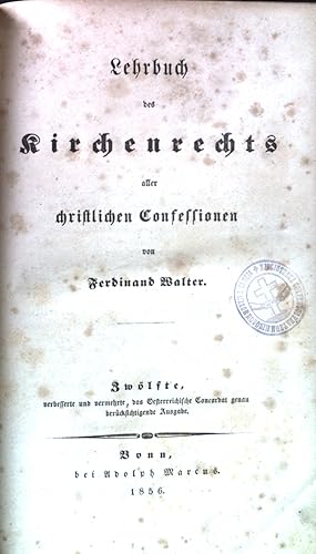 Bild des Verkufers fr Lehrbuch des Kirchenrechts aller christlichen Confessionen. zum Verkauf von books4less (Versandantiquariat Petra Gros GmbH & Co. KG)