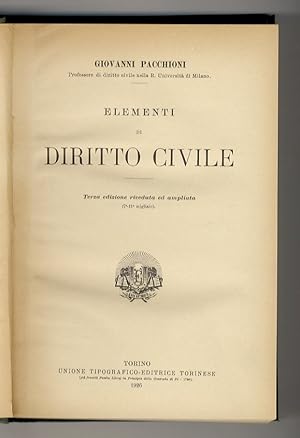 Imagen del vendedor de Elementi di diritto civile. Terza edizione riveduta ed ampliata. a la venta por Libreria Oreste Gozzini snc