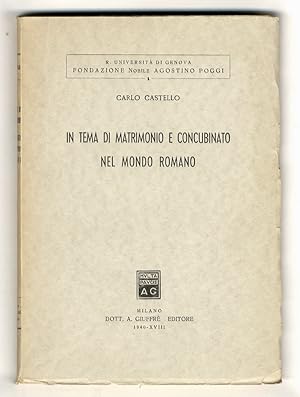 In tema di matrimonio e concubinato nel mondo romano.