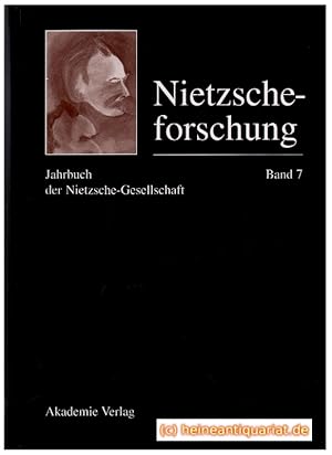 Immagine del venditore per Nietzscheforschung. Jahrbuch der Nietzsche - Gesellschaft, Band 7. Herausgegeben von Volker Gerhardt und Renate Reschke. In Zusammenarbeit mit Jorgen Kjaer, Jacques Le Rider, Annemarie Pieper, Robert B. Pippin und Vivetta Vivarelli. venduto da Heinrich Heine Antiquariat oHG