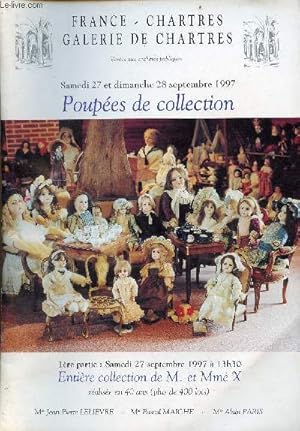 Image du vendeur pour Catalogue de ventes aux enchres - Poupes de collection - France-Chartres Galerie de Chartres samedi 27 et dimanche 28 septembre 1997 mis en vente par Le-Livre