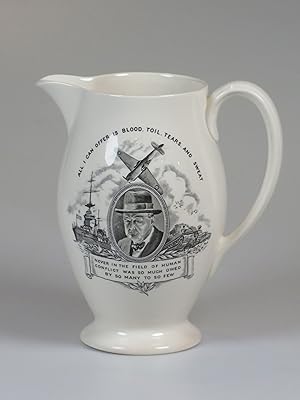 A pitcher originally designed and issued early during the Second World War, featuring an image of...