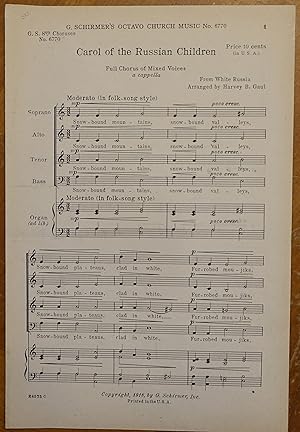 Seller image for Carol of the Russian Children (Full Chorus of Mixed Voices - a cappella for sale by Faith In Print