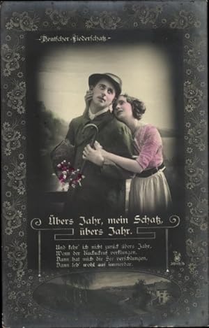 Bild des Verkufers fr Lied Ansichtskarte / Postkarte bers Jahr, mein Schatz, Deutscher Liederschatz - RPH 3849 5 zum Verkauf von akpool GmbH