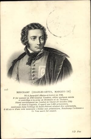 Ansichtskarte / Postkarte Charles Artus, Marquis de Bonchamp, General Vendéen, Portrait