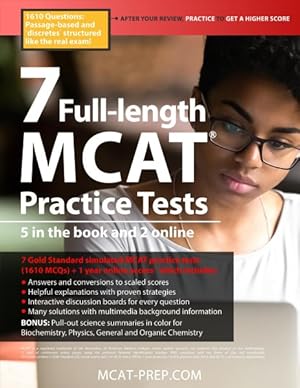 Seller image for 7 Full-length Mcat Practice Tests : 5 in the Book and 2 Online, 1610 Mcat Practice Questions Based on the Aamc Format for sale by GreatBookPrices