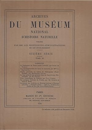 Seller image for Archives du Musum national d'histoire Naturelle sixime srie tome XI for sale by PRISCA