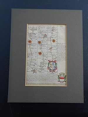 Imagen del vendedor de Miniature Strip-Map engraved by Emanuel Bowen, the road from Hereford to Leicester. a la venta por J. R. Young