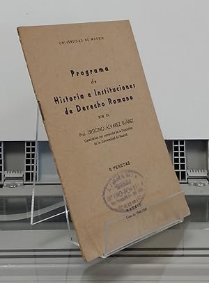 Imagen del vendedor de Programa de historia e instituciones de Derecho Romano (curso 1946-1947) a la venta por Librera Dilogo