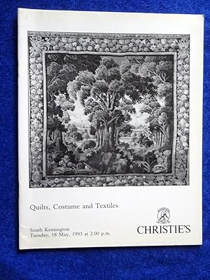 Seller image for Quilts, Costume and Textiles. Tuesday 18 May 1993. Christie's South Kensington Auction Catalogue No TEX 6119. Includes list of prices realised. for sale by Tony Hutchinson