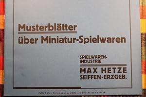 Musterblätter über Miniatur-Spielwaren. Spielwarenindustrie Max Hetze Seiffen Erzgebirge. Nachfol...