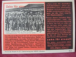 NS-Propagandazettel: Parole der Woche Nr. 22, (1940): Zehn für einen! (Unsere Fallschirmjäger).